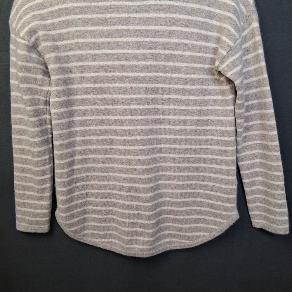 100% Cashmere Striped Philosophy Sweater Size XS Oatmeal Soft Luxury Knit - Picture 5 of 13